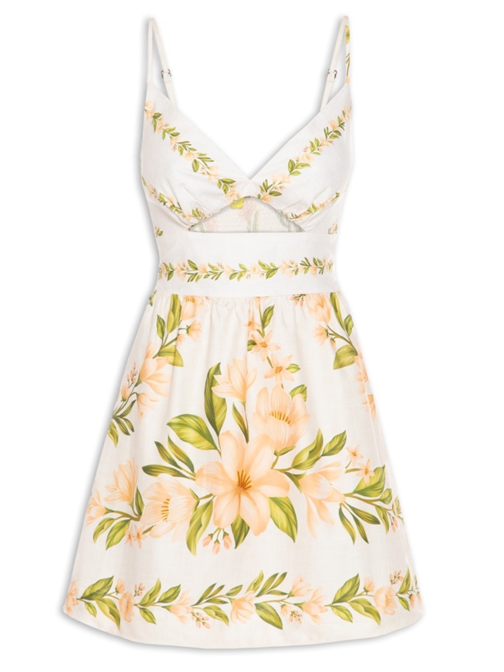 FARM Off White Floral Print Mini Dress Size P (US S 2/4) Tropical Keyhole Cutout - Picture 11 of 11